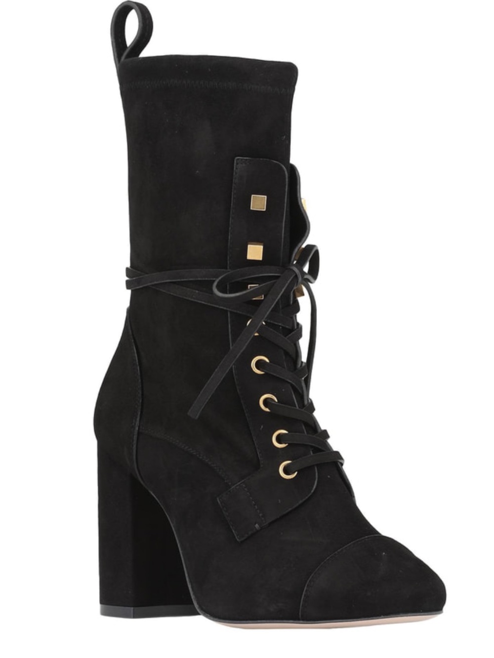 Stuart Weitzman 'Veruka' Black Suede Lace-Up Boots